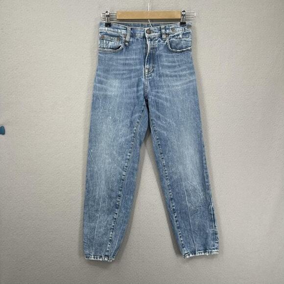 R13 Jeans Womens 25 Kelly Stretch Shelley Slim Made in Italy Distressed FW22 - Picture 1 of 16